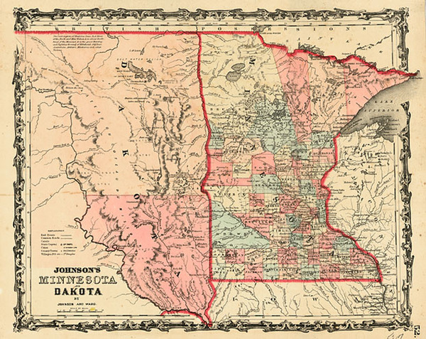 37-Midwest and Plains Map By Benjamin P Ward  &  Alvin Jewett Johnson