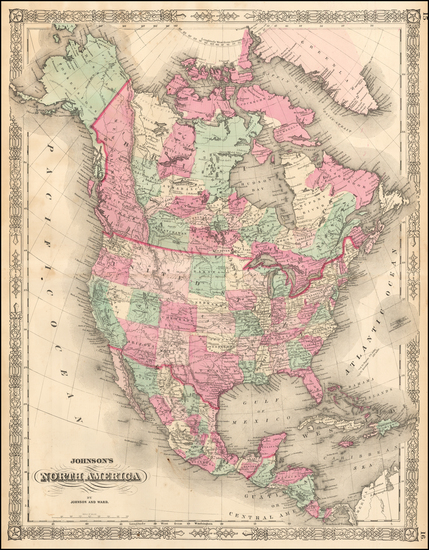 5-North America Map By Benjamin P Ward  &  Alvin Jewett Johnson