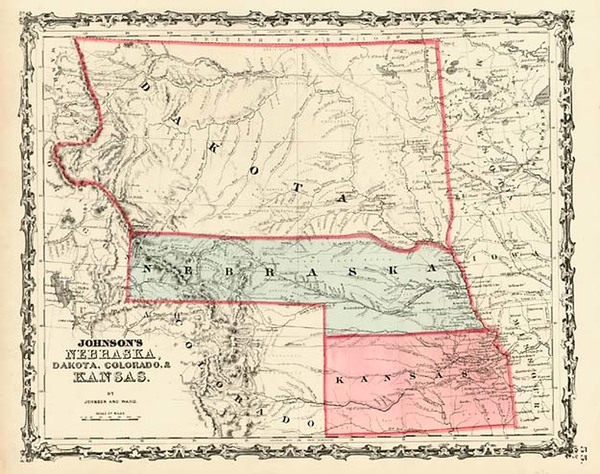 22-Plains and Rocky Mountains Map By Benjamin P Ward  &  Alvin Jewett Johnson