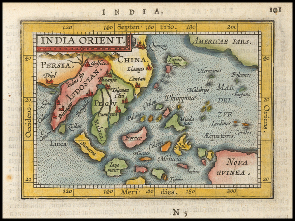 78-China, India and Southeast Asia Map By Abraham Ortelius / Johannes Baptista Vrients