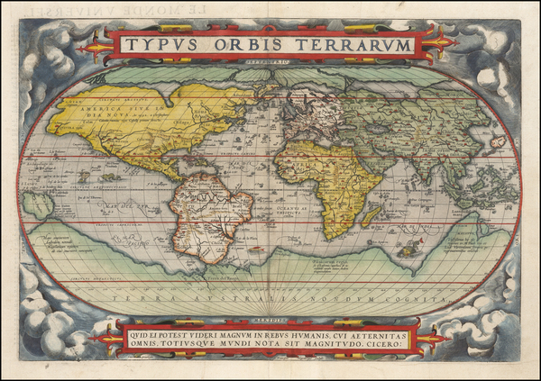 70-World and World Map By Abraham Ortelius