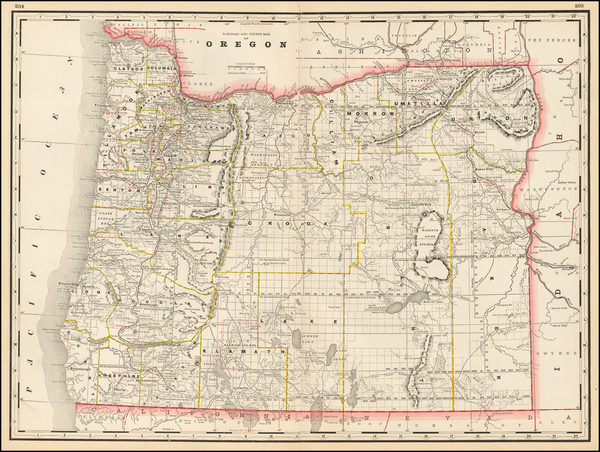 32-Oregon Map By George F. Cram