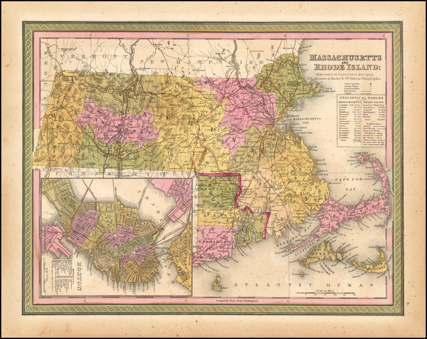 67-New England Map By Samuel Augustus Mitchell