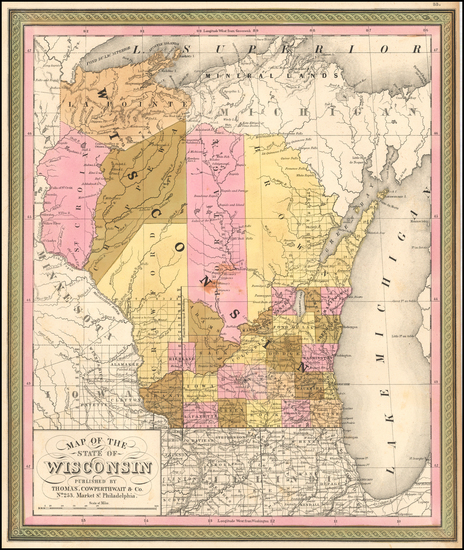 36-Wisconsin Map By Thomas, Cowperthwait & Co.