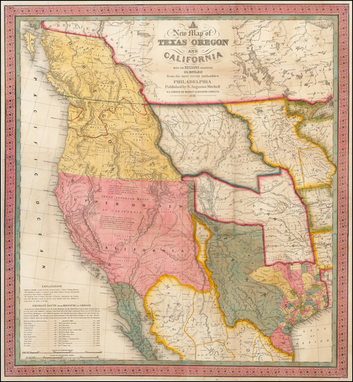 92-Texas, Plains, Southwest, Rocky Mountains and California Map By Samuel Augustus Mitchell