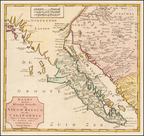 14-Mexico and Baja California Map By Isaak Tirion