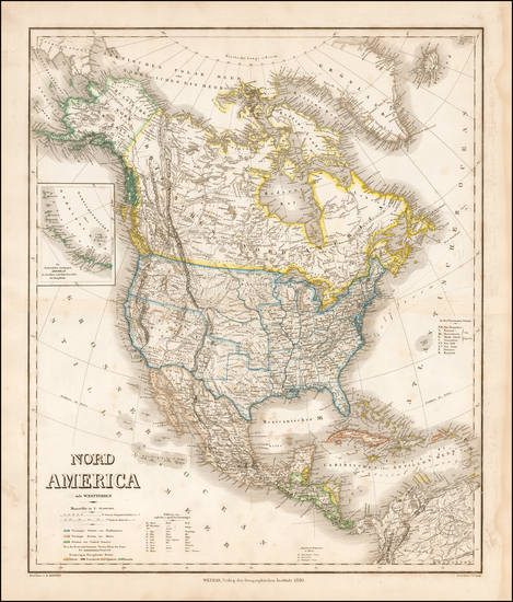 8-Southwest, Rocky Mountains and North America Map By Heinrich Kiepert