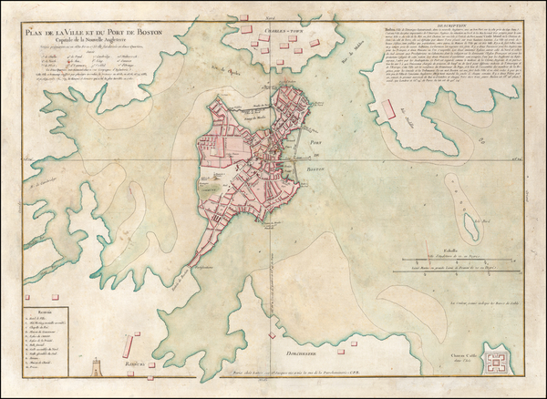 97-New England, Massachusetts and Boston Map By Jacques Nicolas Bellin  &  Jean Lattré