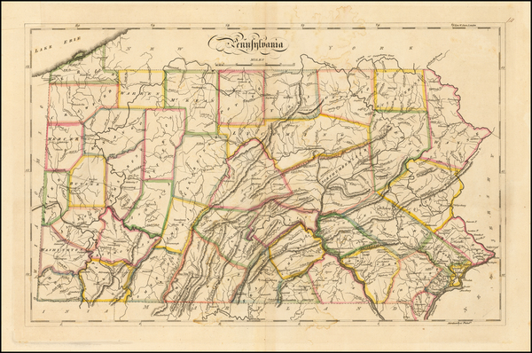 34-Pennsylvania Map By Mathew Carey