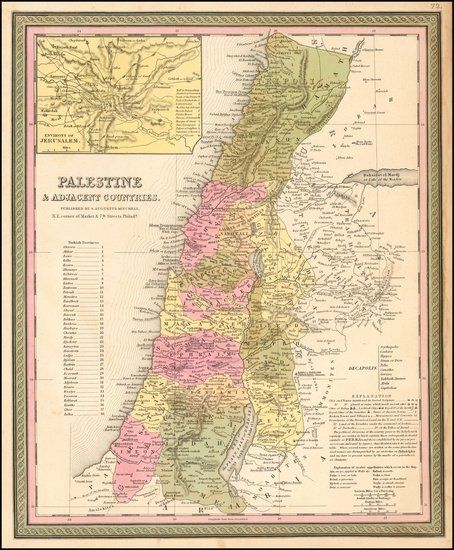 1-Holy Land Map By Samuel Augustus Mitchell