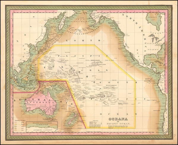 22-Hawaii, Australia, Oceania and Hawaii Map By Samuel Augustus Mitchell