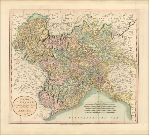 39-Switzerland and Italy Map By John Cary