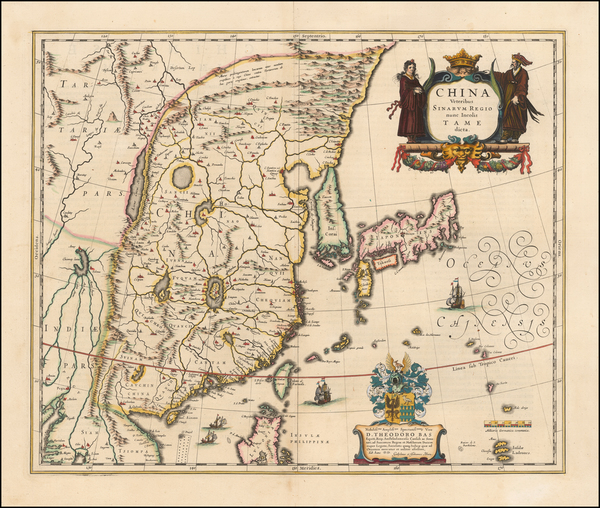 99-China and Korea Map By Willem Janszoon Blaeu