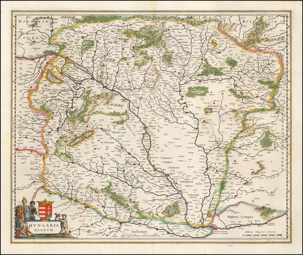 46-Hungary Map By Willem Janszoon Blaeu / Johannes Blaeu