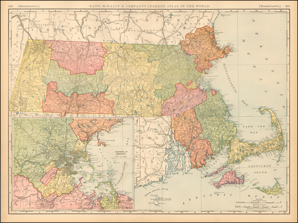 70-Massachusetts Map By Rand McNally & Company