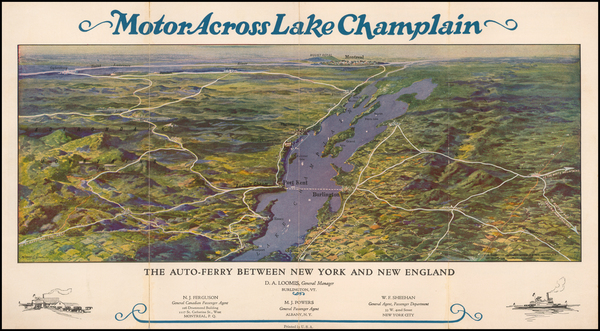 82-Vermont, New York State and Pictorial Maps Map By Champlain Transportation Co.