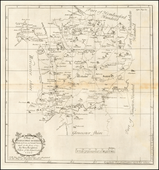 88-British Counties Map By Henry Beighton