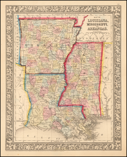 3-South Map By Samuel Augustus Mitchell Jr.