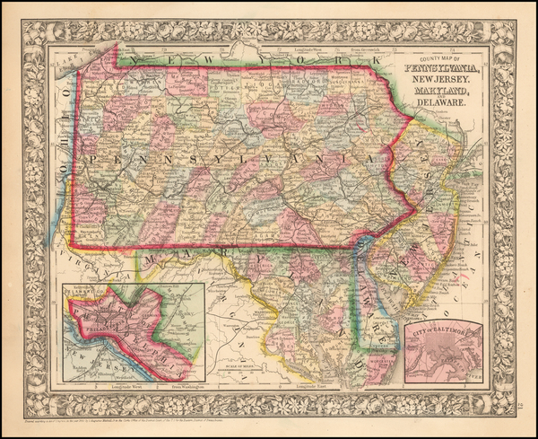 56-Mid-Atlantic Map By Samuel Augustus Mitchell Jr.