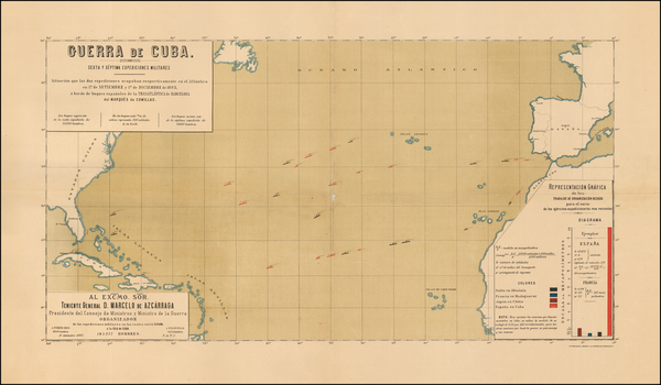 17-Atlantic Ocean and Caribbean Map By Litografia Mendez