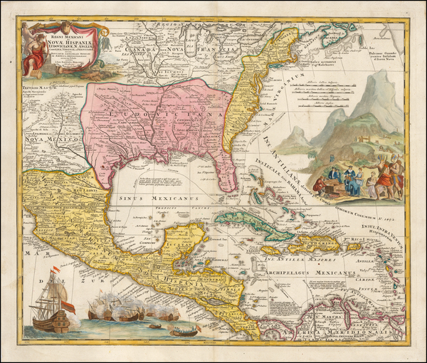 24-South, Southeast, Texas and Midwest Map By Johann Baptist Homann