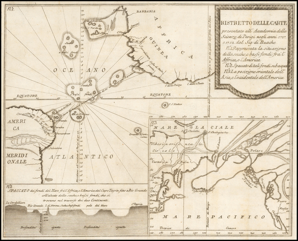 7-Atlantic Ocean, Pacific Ocean, Alaska, North America, America and Curiosities Map By Giovanni R