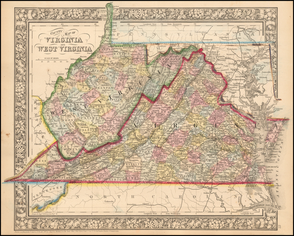 23-Mid-Atlantic and Southeast Map By Samuel Augustus Mitchell Jr.