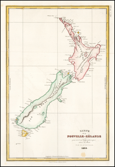 81-New Zealand Map By Jules Sebastian Cesar Dumont-D'Urville