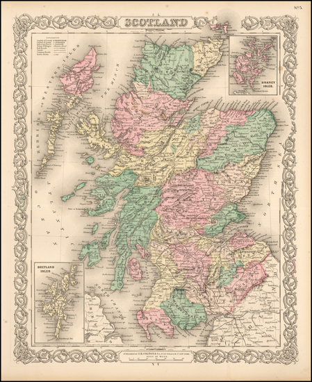26-Scotland Map By Joseph Hutchins Colton