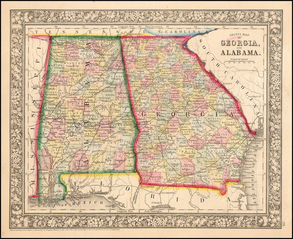 28-South and Southeast Map By Samuel Augustus Mitchell Jr.