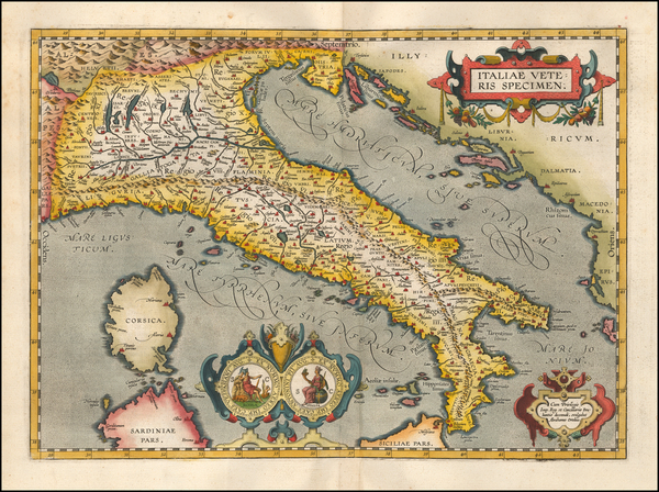 12-Italy Map By Abraham Ortelius