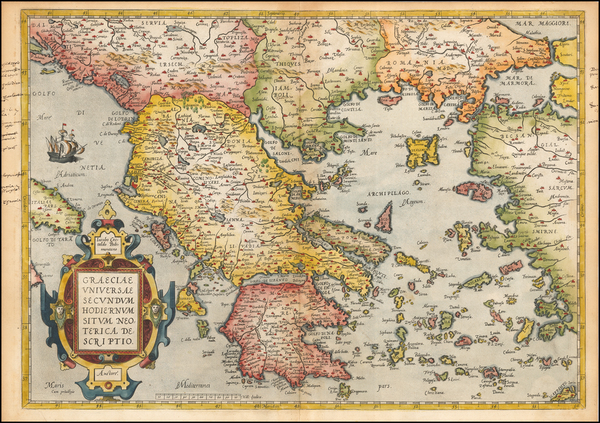 81-Greece Map By Abraham Ortelius