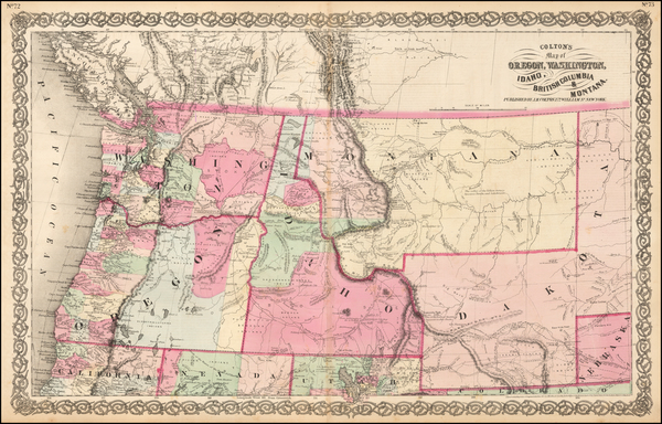 34-Plains, Rocky Mountains and Canada Map By Joseph Hutchins Colton