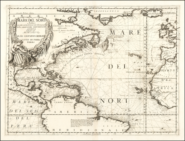 44-Atlantic Ocean, North America, South America and America Map By Vincenzo Maria Coronelli