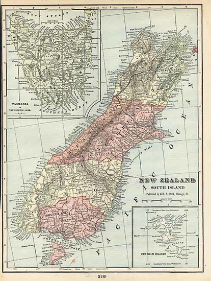 2-Australia & Oceania and New Zealand Map By George F. Cram