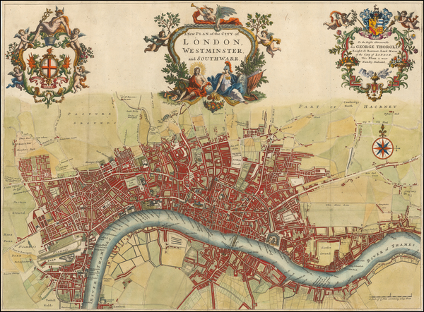 52-British Isles and London Map By John Strype