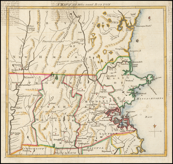 28-New England and Massachusetts Map By Gentleman's Magazine