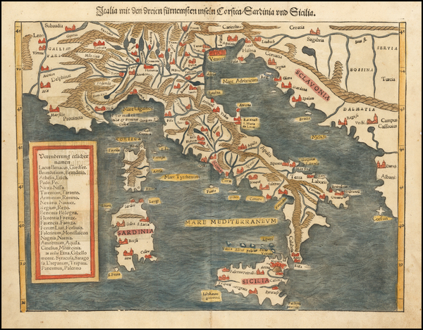 95-Italy Map By Sebastian Munster