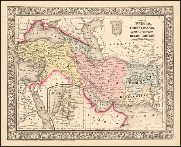 19-Korea, Central Asia & Caucasus, Persia & Iraq and Turkey & Asia Minor Map By Samuel