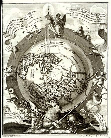 11-World, Northern Hemisphere, Polar Maps, Celestial Maps and Curiosities Map By Heinrich Scherer