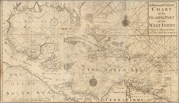 93-Florida, South, Texas and Caribbean Map By Robert Mount  &  Thomas Page