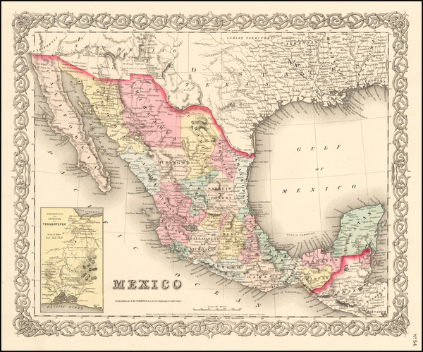 16-Mexico Map By Joseph Hutchins Colton