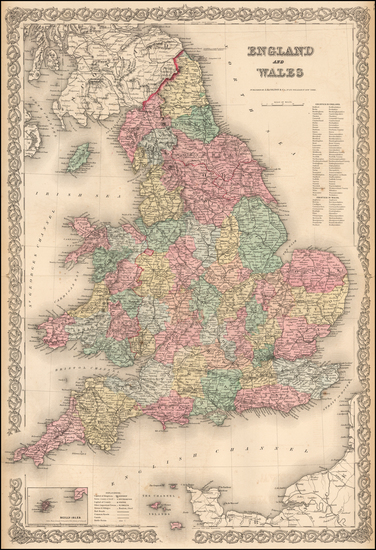 82-England Map By Joseph Hutchins Colton