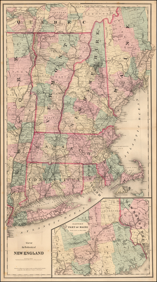 93-New England Map By G.W.  & C.B. Colton