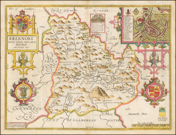 90-Wales Map By John Speed