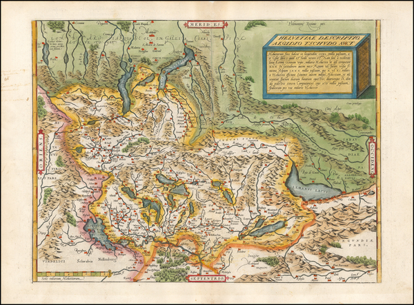 65-Switzerland Map By Abraham Ortelius