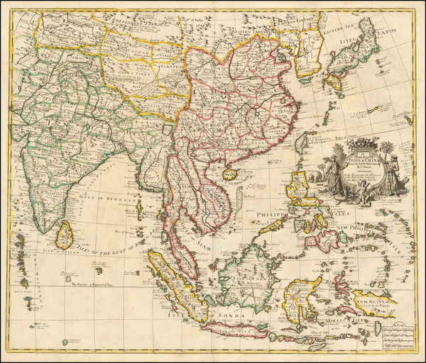 47-China, Japan, India and Southeast Asia Map By John Senex