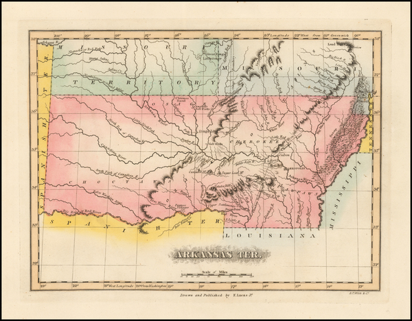 91-Arkansas and Oklahoma & Indian Territory Map By Fielding Lucas Jr.