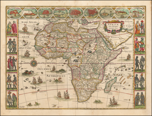 82-Africa and Africa Map By Willem Janszoon Blaeu