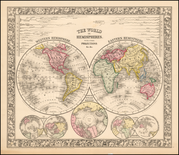 84-World Map By Samuel Augustus Mitchell Jr.